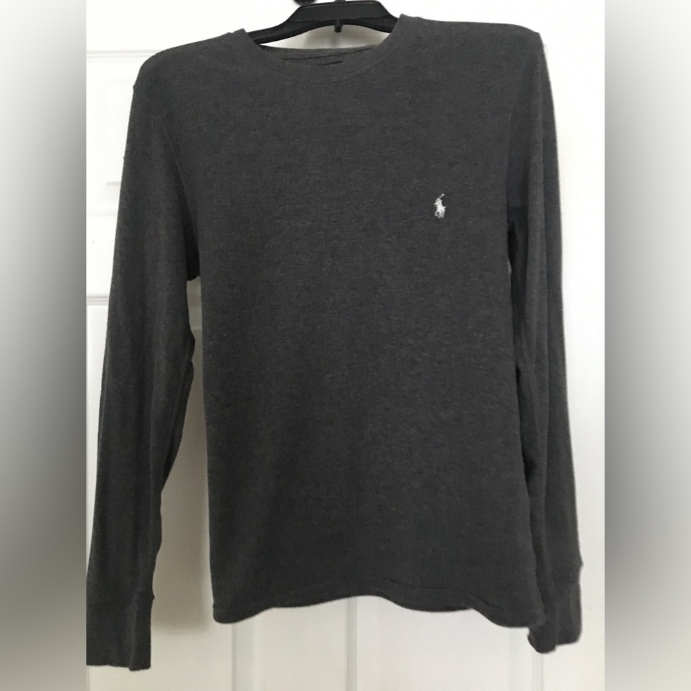 Ralph Lauren Boys size small long sleeved waffle knit top heather gray